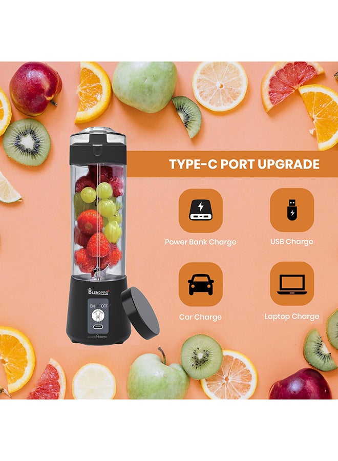 Home Pro BlendPro Plus Portable Blender with Six Leaf Blade High Power 400ml Black - Image 4