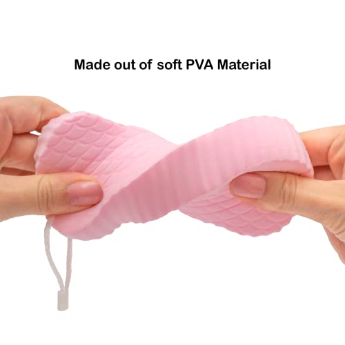 BESOBELLA Exfoliating Sponges (4 pcs) - Super Soft exfoliating Bath Shower Sponge - Removes Dead Skin and Impurities from Body - Great for Adults and Children - Pink & Blue & White & Gray - Image 5