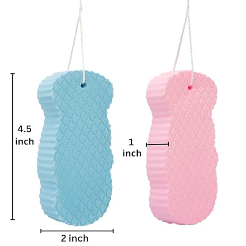 BESOBELLA Exfoliating Sponges (4 pcs) - Super Soft exfoliating Bath Shower Sponge - Removes Dead Skin and Impurities from Body - Great for Adults and Children - Pink & Blue & White & Gray - Image 3