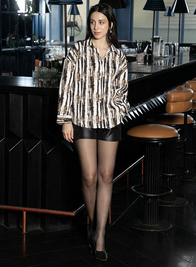 PINACOLADA  Women's Coffee Brown Dye-Imprint Tactile Oversized Shirt for Women | Best Price UAE