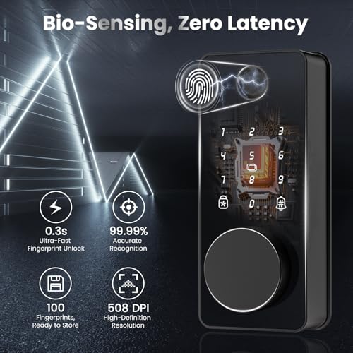 biquole Keyless Entry Door Lock, Smart Door Lock, Smart Deadbolt Lock with Keypad, Auto & One Touch Lock | Smart Locks for Front Door | Easy Installation | Exact Fingerprint | App Control | 12-Month Battery - Image 5