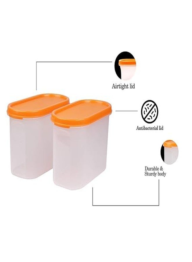 SIMPARTE Anti-Bacterial Modular Plastic Storage Container Set of 4 – 1200ml – Orange – BPA-Free, Airtight Lid, Leakproof, Stackable Organizer for Pantry, Cereal, Grains & Spices - Image 5