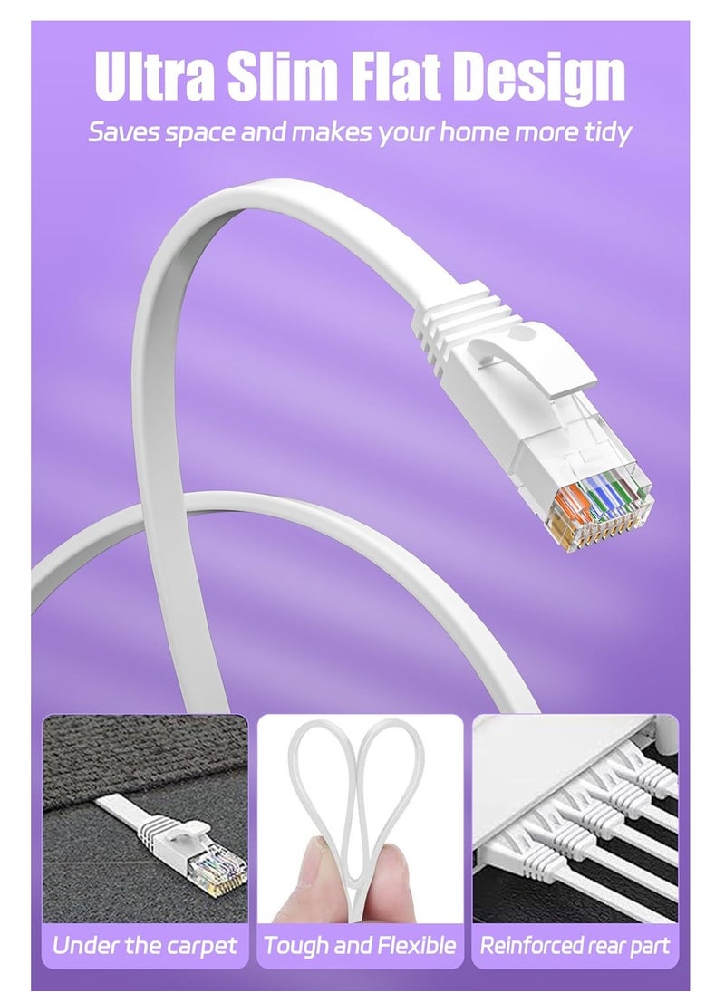 Generic - QLAN Ethernet Cable (10m ) Cat 6 Flat Internet Cable Long 10m , Network RJ45 LAN Cable Cord , High Speed 1Gbps / 250Mhz, Broadband Cable for Router Switch Modem - Image 1