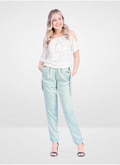 Web Denim Web Denim Light Green OD High Waist Fashionable Jogger Pants Stretchable Comfort Fit Casual 100% Tencel Pant With Pockets For Women’s  - Image 4
