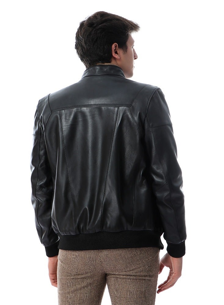 Genuine Leather Fashion Winter Jacket - Image 3