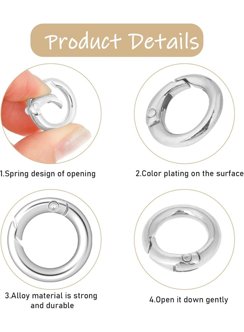 SUNSAR 16 Pcs Spring O Ring Clip 1/2 inch Round Snap Keychain Clip Key Rings for Crafts Heavy Duty Quick Release Buckle Key Hook Mini Clips for Purse Strap Handbag Keys Jewelry Making Hardware(8Pcs Silver+8Pcs Gold) - Image 3
