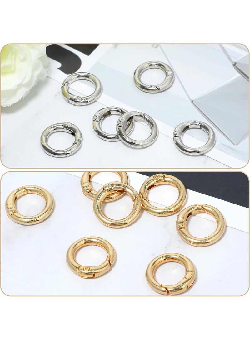 SUNSAR 16 Pcs Spring O Ring Clip 1/2 inch Round Snap Keychain Clip Key Rings for Crafts Heavy Duty Quick Release Buckle Key Hook Mini Clips for Purse Strap Handbag Keys Jewelry Making Hardware(8Pcs Silver+8Pcs Gold) - Image 5