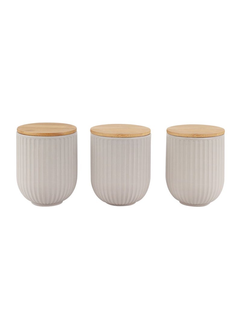 DANUBE HOME Astra 3-Piece Ceramic Storage Jar Set with Bamboo Lid – Airtight Kitchen Canisters, Stylish Food Storage Containers, Durable Ceramic Jars for Pantry, Spice, and Coffee Storage -750ml - Image 2