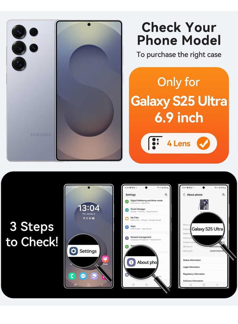 ESCASE Magnetic Cover for Samsung Galaxy S25 Ultra (6.9 Inches) [Full Camera Protection] Translucent Matte Slim Protective Shockproof Case, Blue - Image 2