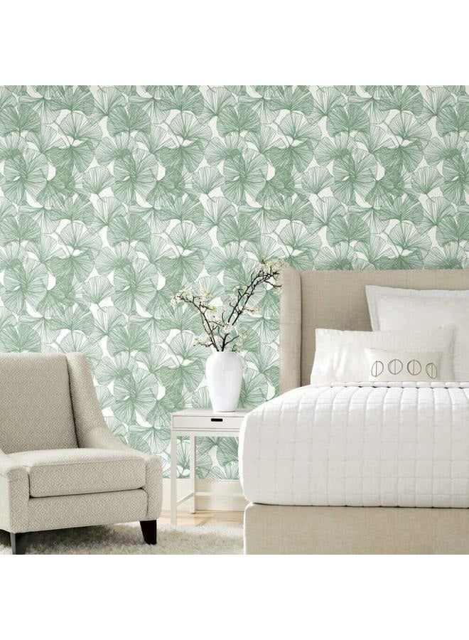 RoomMates RMK11603WP Green Gingko Leaves Peel and Stick Wallpaper, Roll - Image 2