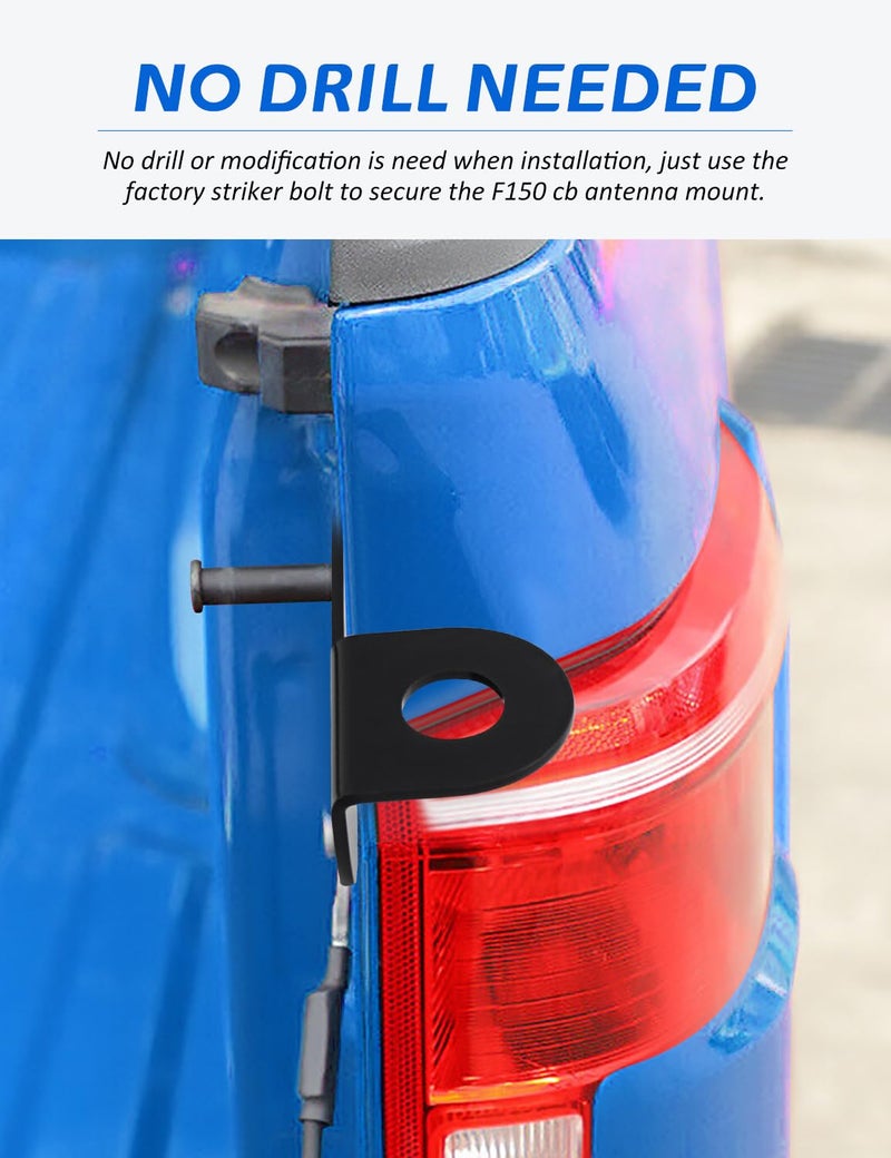 NORTHYUN F150 Tailgate Antenna Holder, Rear Truck Bed CB Antenna Mount Bracket Compatible with 2015-2023 Ford F150, Passenger Side - Image 3