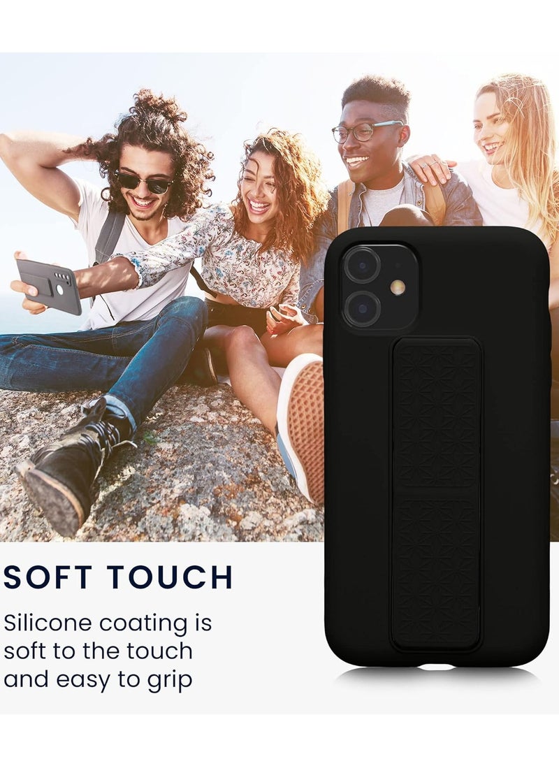 Protective Case Cover with Finger Grip Stand for Apple iPhone 11 Black