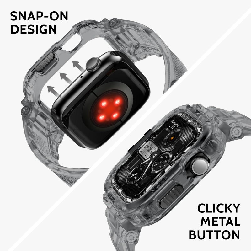 amBand Bands Case Compatible with Apple Watch Series 11/10 46mm, M1 Sport Rugged Heavy Duty Cover Tactical Strap Military Grade Protective Bumper Protector for iWatch 46 mm Men, Crystal Black - Image 5