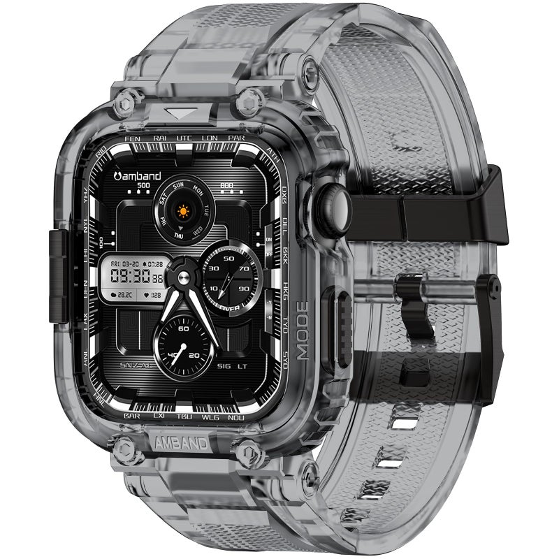 amBand Bands Case Compatible with Apple Watch Series 11/10 46mm, M1 Sport Rugged Heavy Duty Cover Tactical Strap Military Grade Protective Bumper Protector for iWatch 46 mm Men, Crystal Black - Image 1