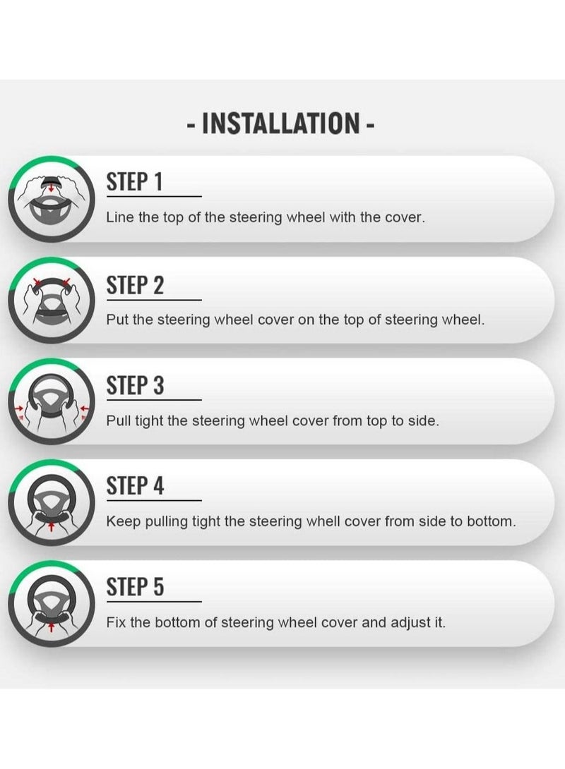 Diamond Bling Steering Wheel Cover for Women Anti-Slip Soft Leather 15 Inch with Sparkling Rhinestones - Image 4