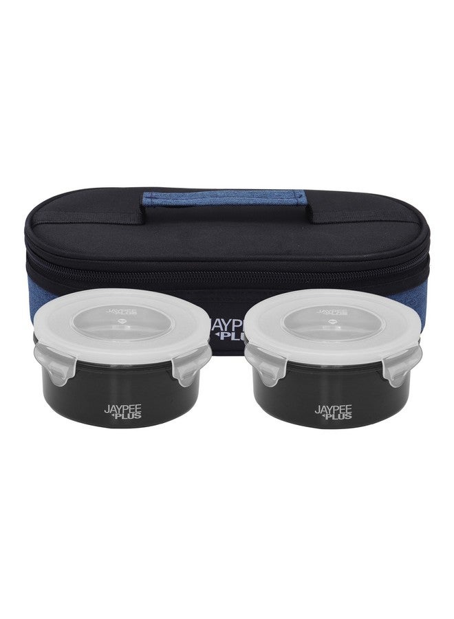 JAYPEE PLUS صندوق غداء جايبي بلس من الفولاذ المقاوم للصدأ مع حاوية ميكروباك 2 | مقاوم للتسرب | آمن للاستخدام في الميكروويف | صندوق غداء معزول | محكم الإغلاق | صندوق تيفين معزول للمكتب | 400 مل أسود - Image 1