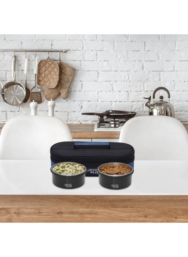 JAYPEE PLUS صندوق غداء جايبي بلس من الفولاذ المقاوم للصدأ مع حاوية ميكروباك 2 | مقاوم للتسرب | آمن للاستخدام في الميكروويف | صندوق غداء معزول | محكم الإغلاق | صندوق تيفين معزول للمكتب | 400 مل أسود - Image 2