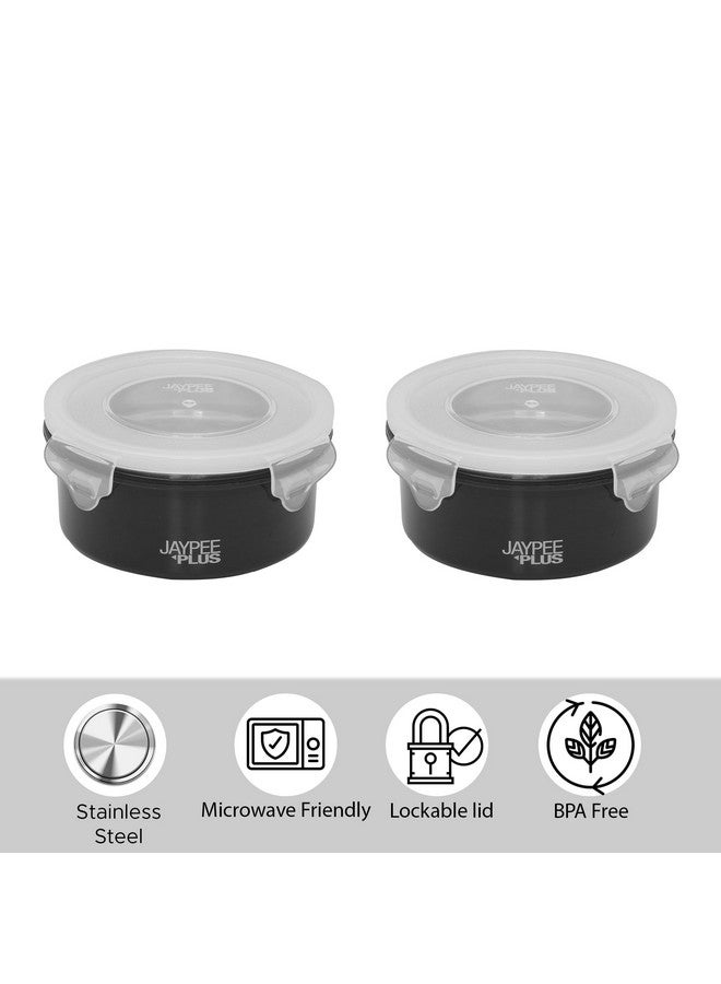 JAYPEE PLUS صندوق غداء جايبي بلس من الفولاذ المقاوم للصدأ مع حاوية ميكروباك 2 | مقاوم للتسرب | آمن للاستخدام في الميكروويف | صندوق غداء معزول | محكم الإغلاق | صندوق تيفين معزول للمكتب | 400 مل أسود - Image 4