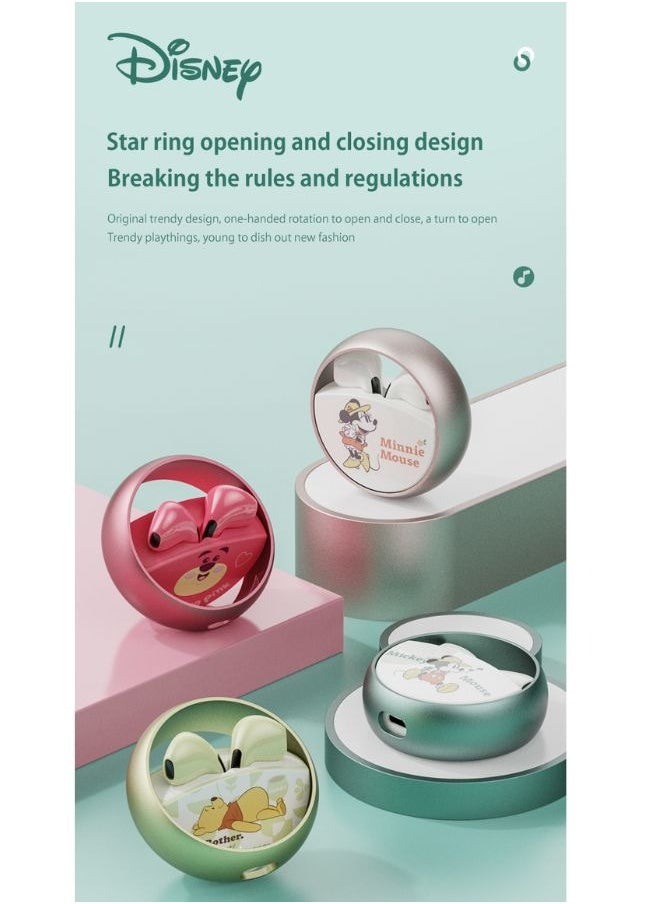 Disney - Disney QS-13 Bluetooth Earphones TWS Wireless Gaming Earphones Rotatable Metal Cavity Ring Headset HiFi Stereo Low Latency - Image 1