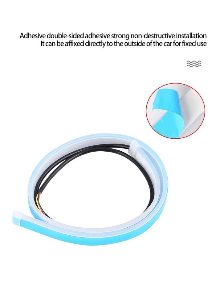 Extreme E Commerce Universal LED Streamer Daytime Running Light Strip with Sequential Turn Signal – Flexible Waterproof Silicone Car Headlight DRL Strip – White/Blue Driving Light & Amber Indicator (45cm) - Image 5
