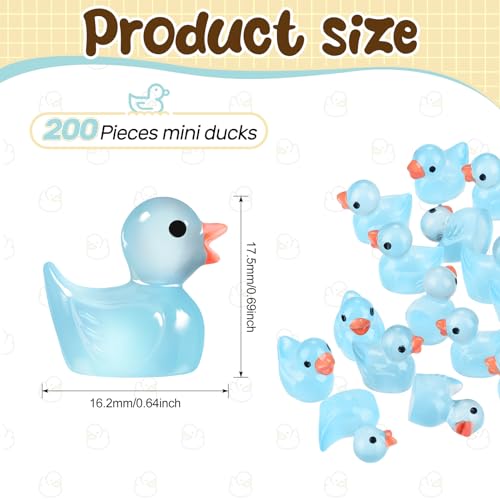 Hoemwarm 200Pcs Luminous Mini Resin Ducks Tiny Ducks Miniature Glow in The Dark Ducks Small Ornament Decoration for Home School Landscape Aquarium Ornament Dollhouse AccessoriesToys Party GiftBlue - Image 5
