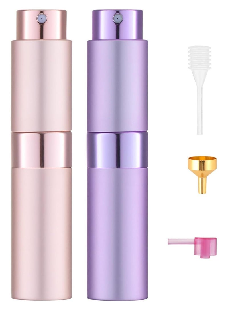 Tekson زجاجة عطر سفر تكسان 8 مل قابلة لإعادة التعبئة، زجاجة رذاذ كولونيا صغيرة فارغة، رذاذ بعد الحلاقة محمول لتوزيع السوائل (وردي وبنفسجي) - Image 1