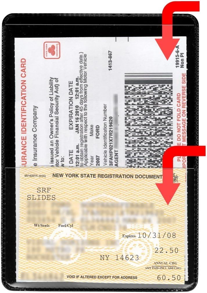 StoreSMART Black Auto Insurance and Registration Card Holder – Dual-Pocket 4″ × 5⅝″ Protector Durable Vinyl Wallets for Vehicle Car, Insurance Cards, Business Cards, IDs, Organizers - 2 Pack