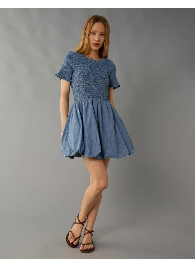 امريكان ايجل فستان فقاعات دنيم مكشكش