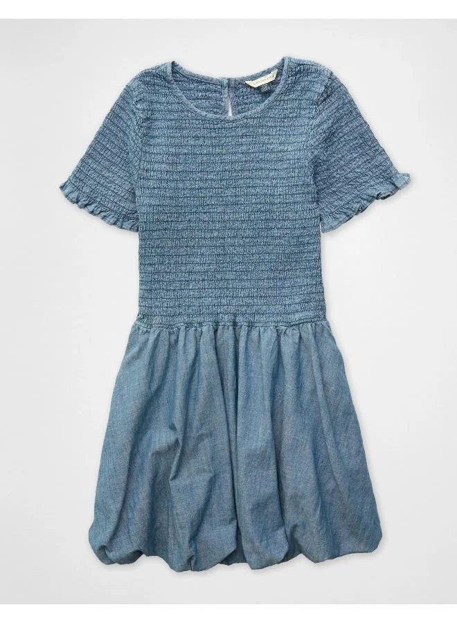 امريكان ايجل فستان فقاعات دنيم مكشكش