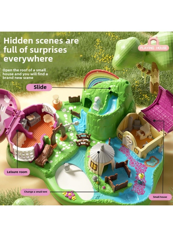 Children's Baby Magnetic Attraction Wonderful Hut Doll Simulation Scene Play House Boys And Girls Toys-Height:Green Magnetic Wonderful House 【free Two Magnetic Dolls】 - Image 3
