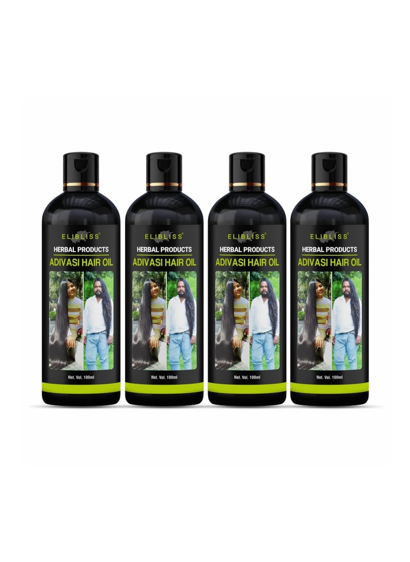 ELIBLISS Elibliss Adivasi Herbal Hair Oil for Hair Growth and Hair Fall Control 100ML Pack Of 4  - Image 1
