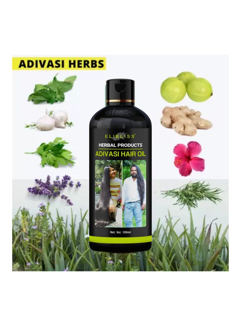 ELIBLISS Elibliss Adivasi Herbal Hair Oil for Hair Growth and Hair Fall Control 100ML Pack Of 4  - Image 2