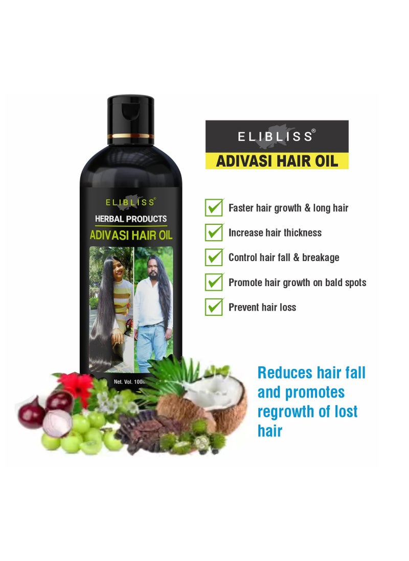 ELIBLISS Elibliss Adivasi Herbal Hair Oil for Hair Growth and Hair Fall Control 100ML Pack Of 4  - Image 3