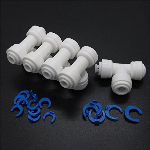 JIUWU Quick Connect 1/4-Inch-1/4-Inch-3/8-Inch Tee Union for Reverse Osmosis RO Water Filter Pack of 5 - Image 2