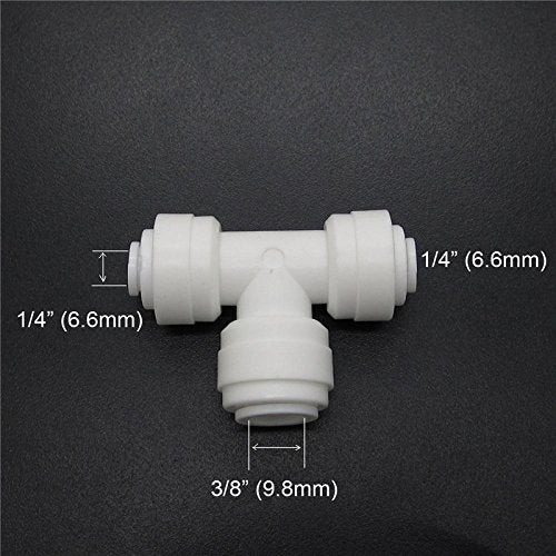 JIUWU Quick Connect 1/4-Inch-1/4-Inch-3/8-Inch Tee Union for Reverse Osmosis RO Water Filter Pack of 5 - Image 4