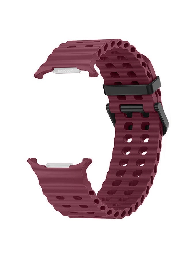 MARGOUN Strap Silicone Replacement for Samsung Galaxy Watch 8 Ultra Band 47mm, Rugged Soft Ocean Silicone Sport Accessory Fit for Samsung Galaxy Watch Ultra Band Dual Row Hole - Maron - Image 3