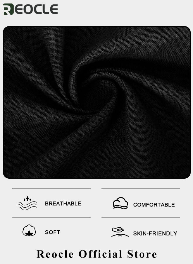 REOCLE Women 2 Pcs Outfits Cropped Sleeve Shirt Loose Pants Two-Piece Suit Lounge Sets Trendy Travel Vacation Outfits Tracksuit Clothes - Image 4