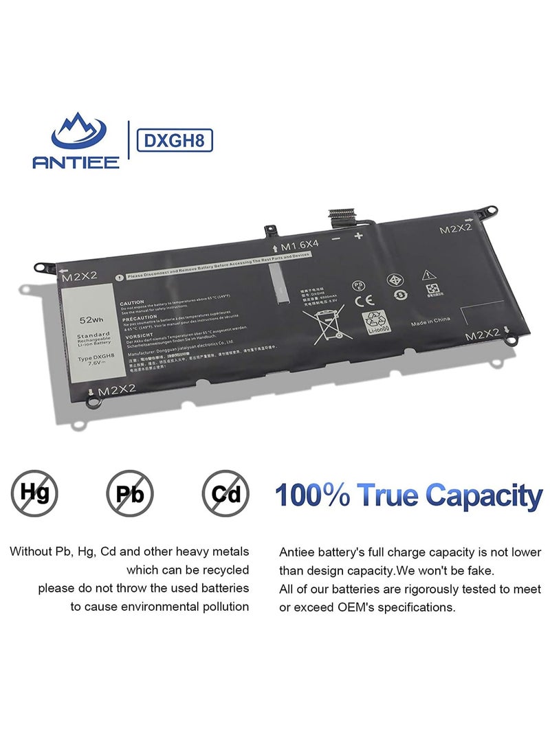 Generic 52Wh DXGH8 Replacement Laptop Battery for Dell XPS 13 9370 9380 7390 2019 Inspiron 13 7000 7390 7391 2-in-1 5390 5391 14 7400 7490 Latitude 3301 E33391 001 Vostro 13 5000 5390 5391 P82G001  - Image 4