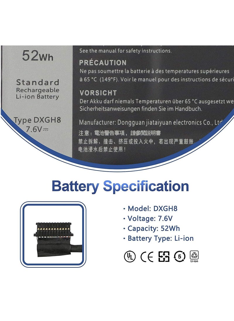 Generic 52Wh DXGH8 Replacement Laptop Battery for Dell XPS 13 9370 9380 7390 2019 Inspiron 13 7000 7390 7391 2-in-1 5390 5391 14 7400 7490 Latitude 3301 E33391 001 Vostro 13 5000 5390 5391 P82G001  - Image 2