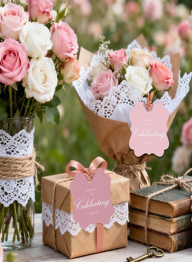 Aartner ١٠٠ قطعة من بطاقات هدايا الشكر الوردية مع خيط، بطاقات هدايا ورقية مزخرفة مقاس ٢×٢، مناسبة لحفلات الزفاف، وحفلات استقبال المولود، وأعياد الميلاد، وتوزيعات حفلات الأعياد. - Image 3
