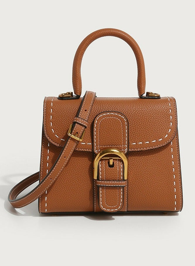 Loquat Ladies' Stylish Vintage Handbag Single Shoulder Crossbody Bag  Brown  - Image 1