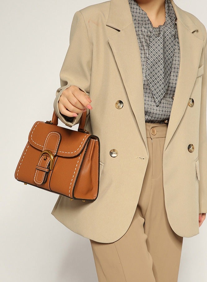 Loquat Ladies' Stylish Vintage Handbag Single Shoulder Crossbody Bag  Brown  - Image 2