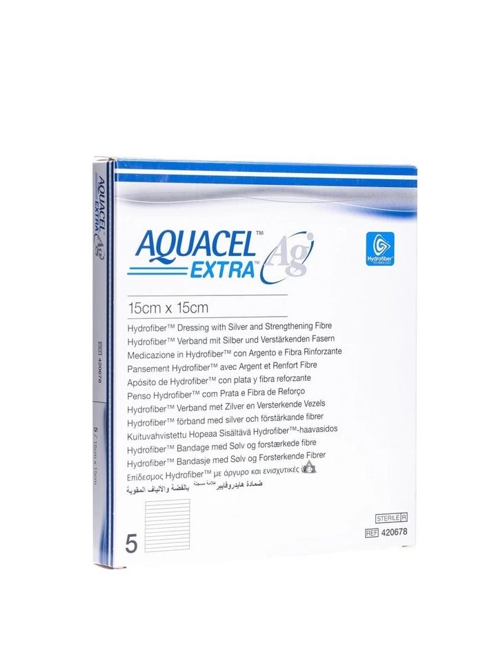 convatec ConvaTec AQUACEL Hydrofiber15x15 Ribbon Dressing with Strengthening Fiber for Packing Small Wounds, Medical Grade, Absorbant, Non-Woven, Sterile, 5ct Box - Image 1