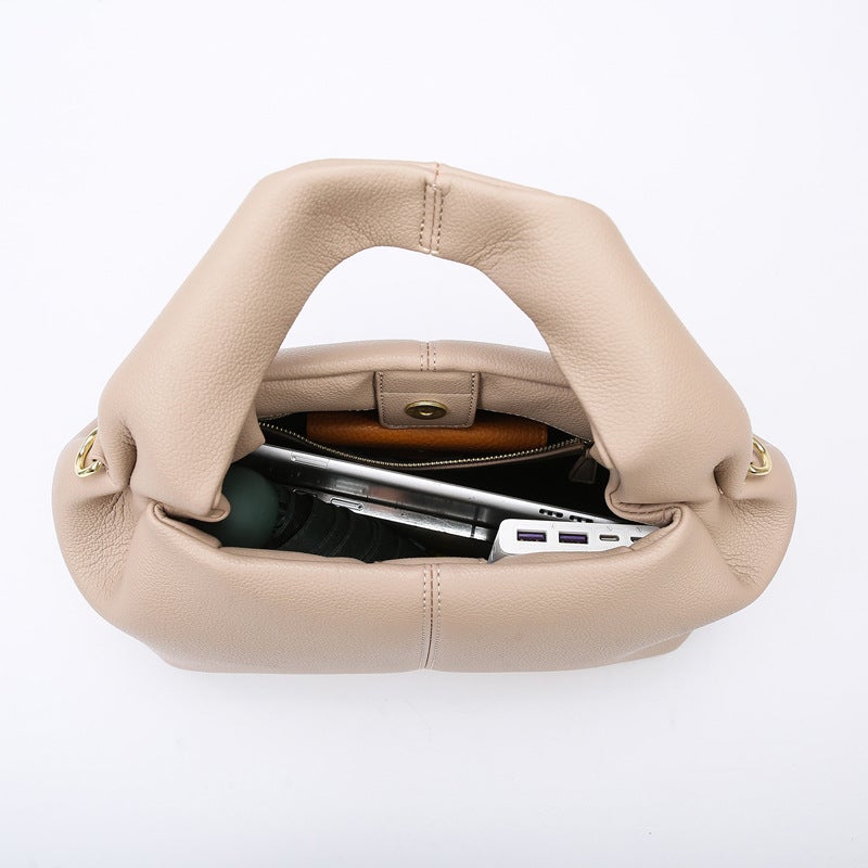Bag Women'S All-Match Fashionable Simple Casual Handbag Niche High-End Retro Genuine Leather Tote Bag - Image 5