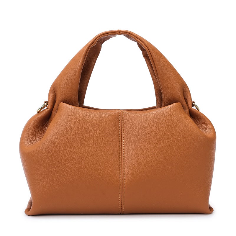 Bag Women'S All-Match Fashionable Simple Casual Handbag Niche High-End Retro Genuine Leather Tote Bag - Image 1