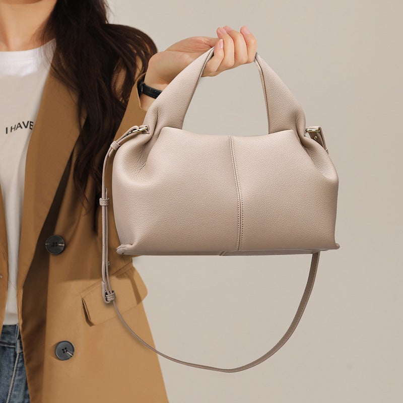 Bag Women'S All-Match Fashionable Simple Casual Handbag Niche High-End Retro Genuine Leather Tote Bag - Image 4