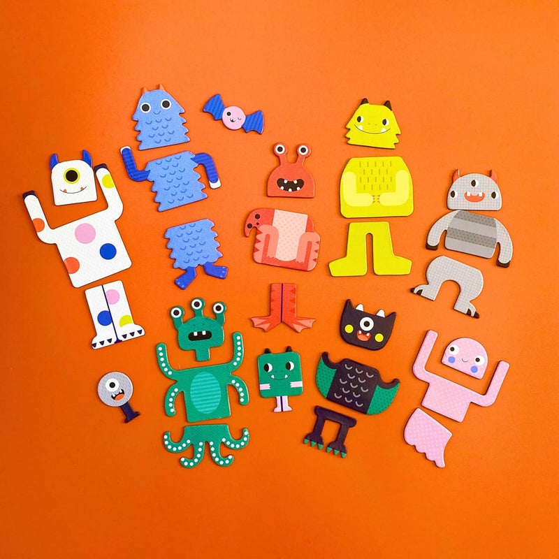 Petit Collage Travel Game, Mix + Match Monsters Magnetic Play Set, 27 Magnetic Pieces, 2 Background Scenes, Ages 3+ - Image 4