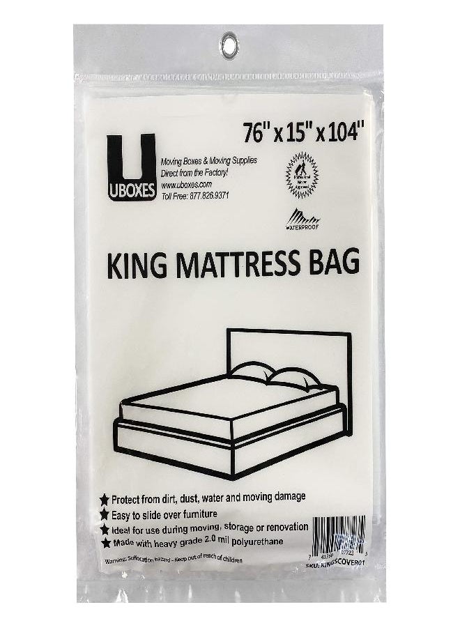 Uboxes uBoxes Moving Supplies King Mattress Cover/Bag 76" x 15" x 104", Clear  - Image 2