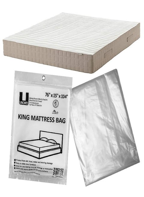 uBoxes Moving Supplies King Mattress Cover/Bag 76" x 15" x 104", Clear