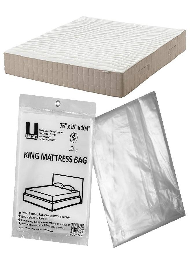 Uboxes uBoxes Moving Supplies King Mattress Cover/Bag 76" x 15" x 104", Clear  - Image 1